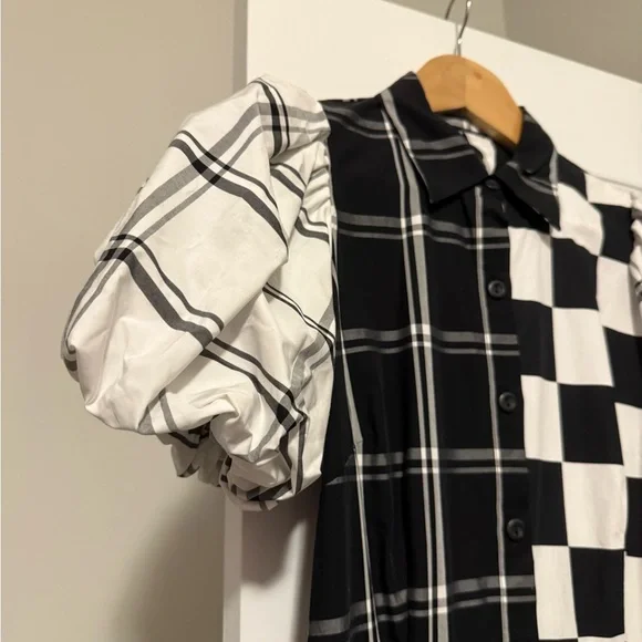 Christopher John Rogers Dress in Black and White Checkered Pattern - Picture 5 of 10